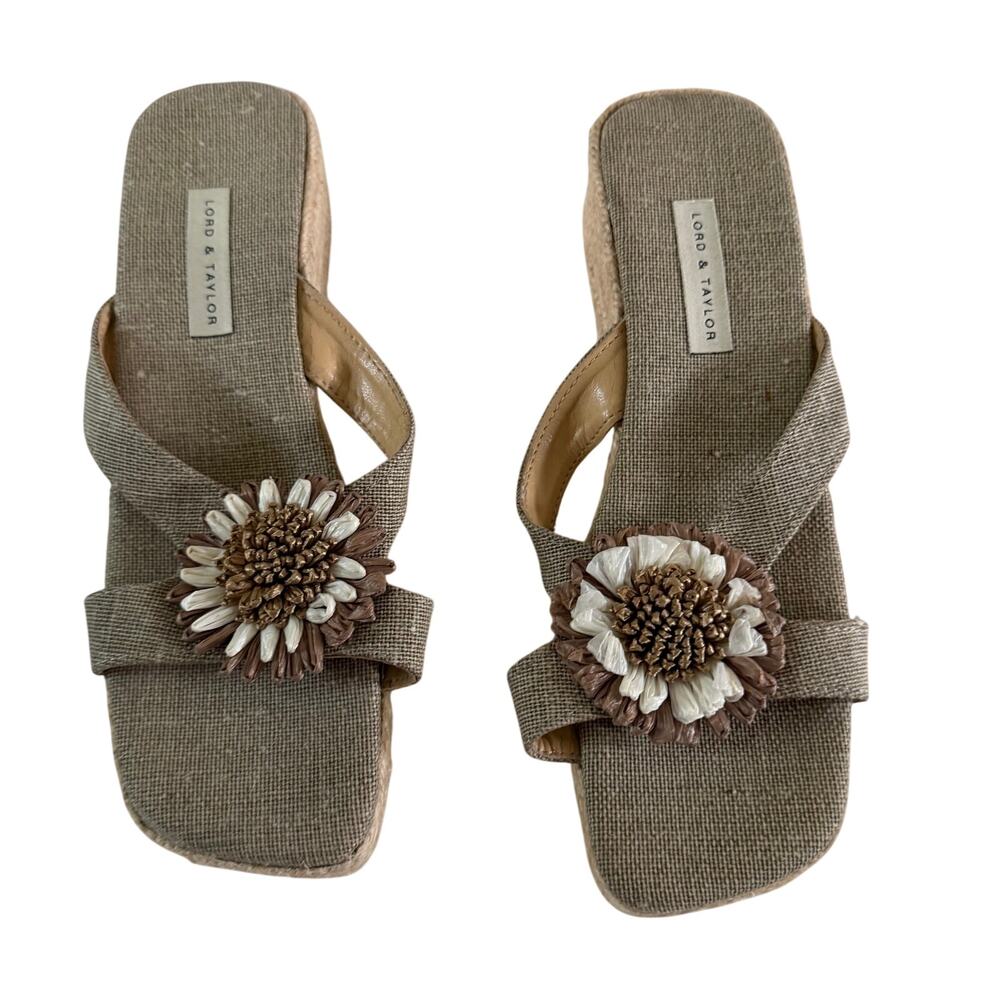 NWT Lord & Taylor Floral Slip On Sandal Sz 7 Boho Forest Fairy Whimsical Artsy